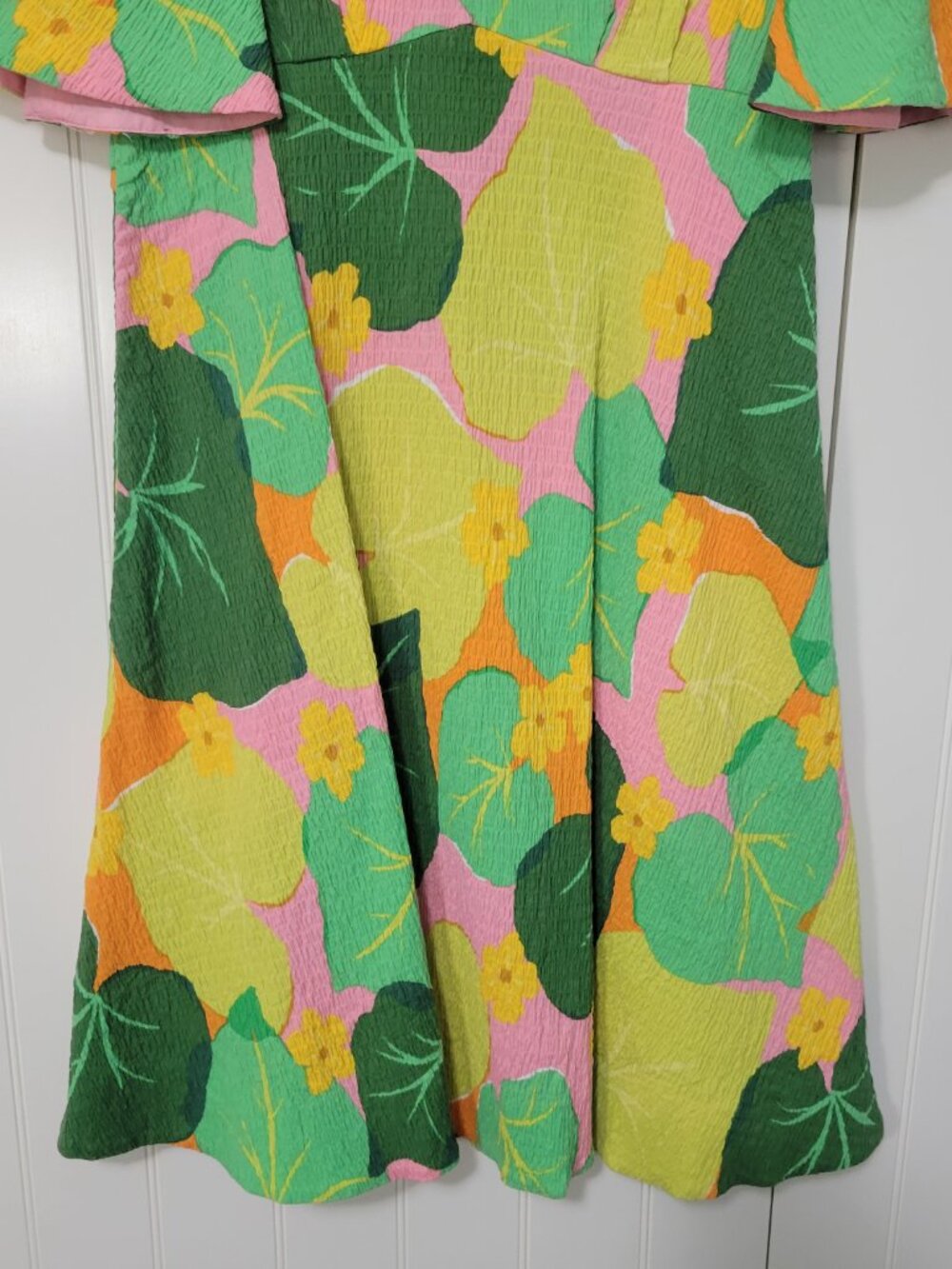 Kate Spade Cucumber Botanical Crepe 60s 70s Retro Hippie Fairycore Swing Dress - Picture 8 of 12